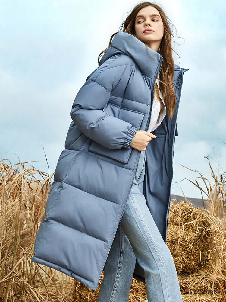 Street-Wave Womens Long Winter Puffer Jacket With Hood Warm Insulated Coat For Cold Weather