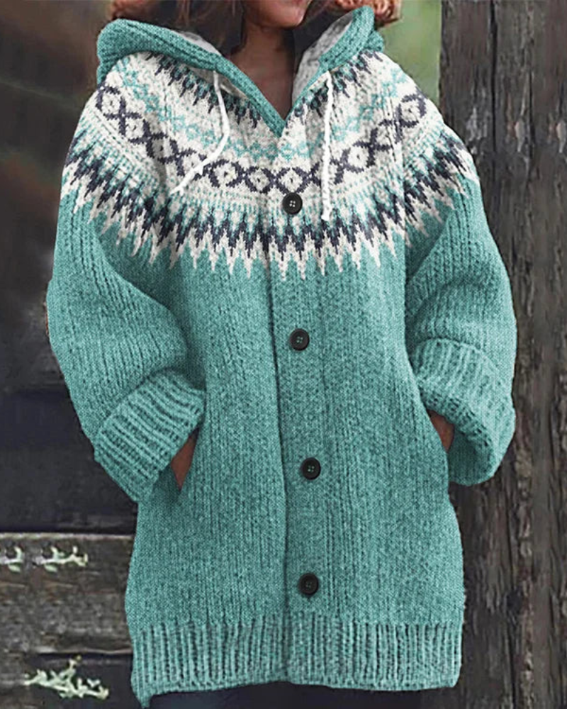 Street-Wave Cozy Eco Warm Hooded Winter Cardigan For Women, Soft Knit Comfort Everyday