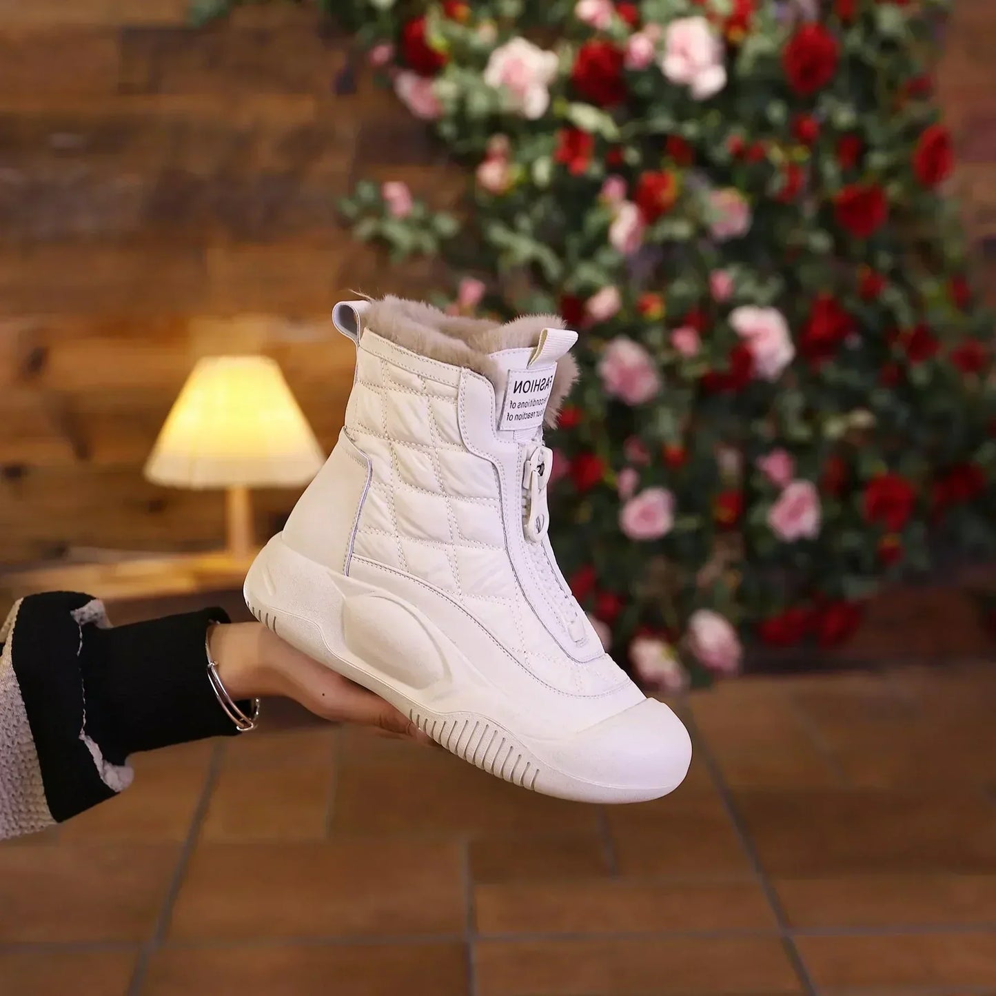 Street-wave Retro Waterproof Snow Boots Front Zip For Women Warm Comfortable Non Slip