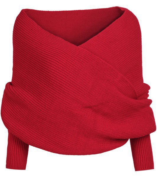 Street-Wave Women Wrap Knit Top With Deep V-Neck And Wide Sleeves Effortless Chic