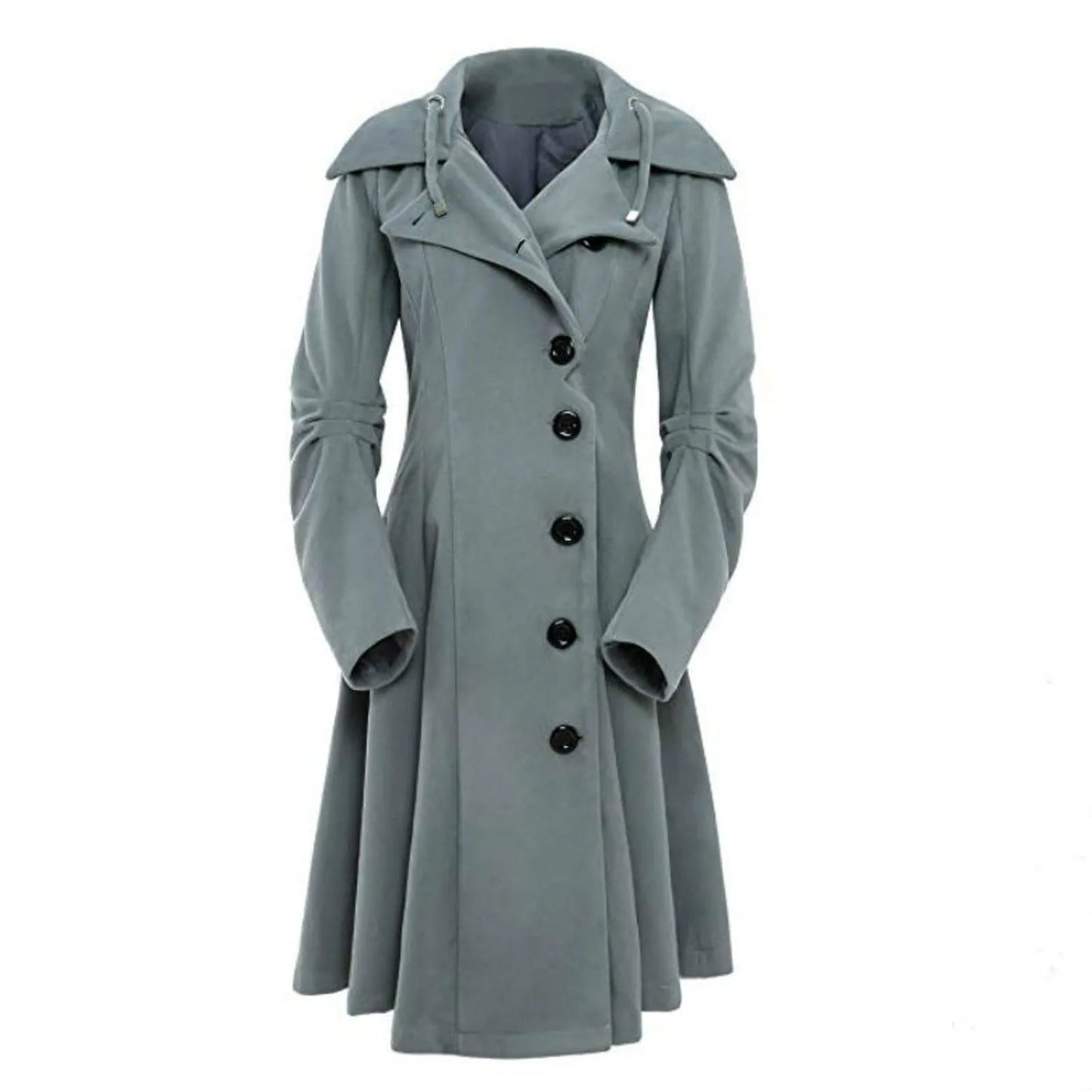 Street Wave Burgundy Hooded Trench Coat For Women Elegant Windproof Weatherproof Coat With Tailored Fit