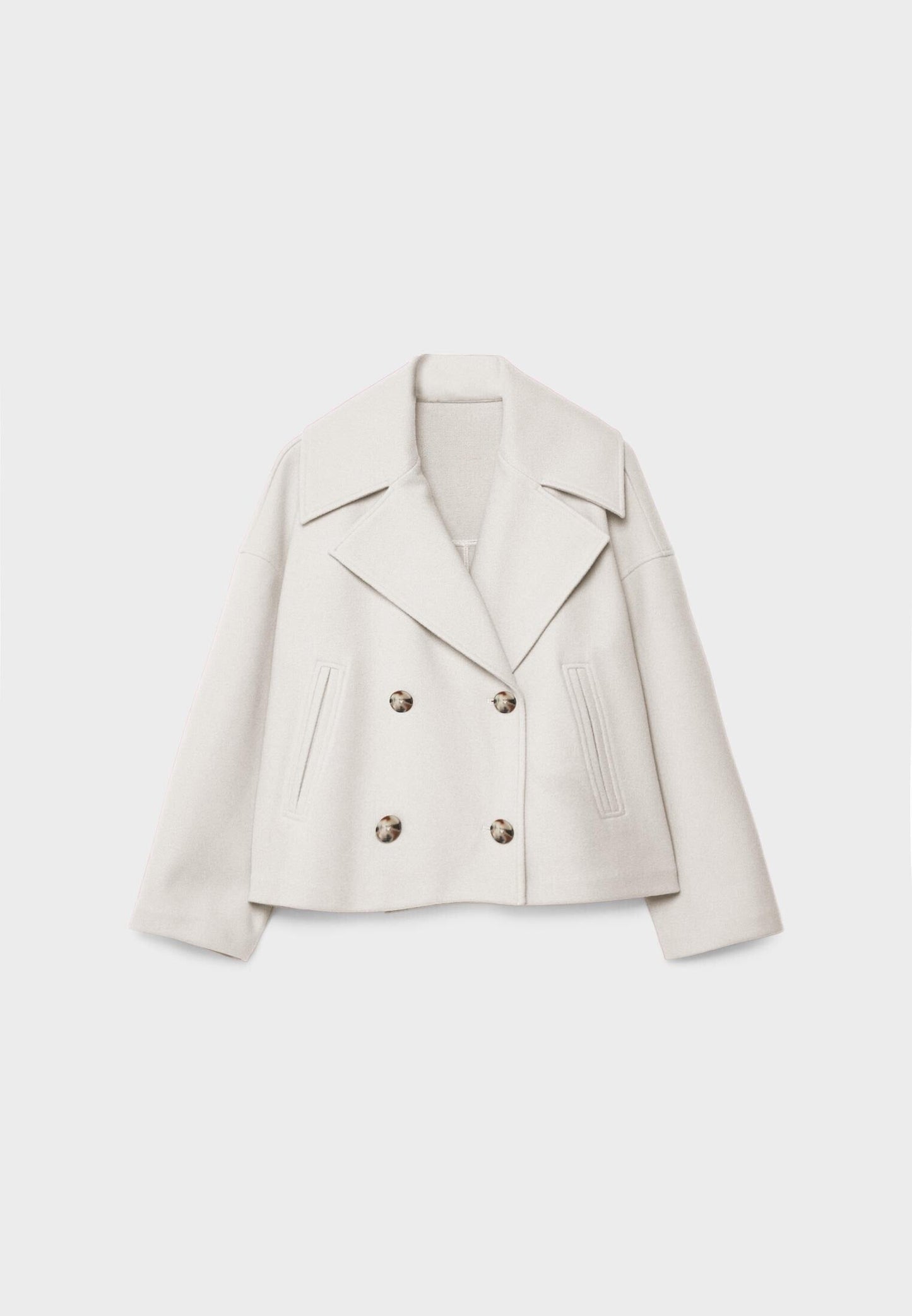 Streetwave Classic Short Wool Coat for Women With Double Breasted Front and Wide Lapels Cozy Warmth