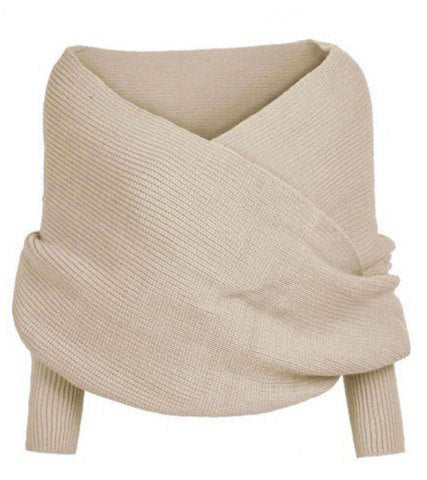 Street-Wave Women Wrap Knit Top With Deep V-Neck And Wide Sleeves Effortless Chic