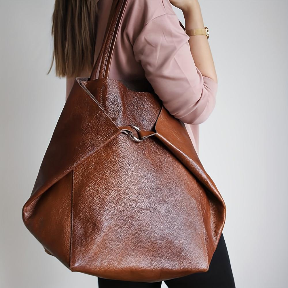 Street-Wave Women Vegan Leather Tote With Detachable Pouch