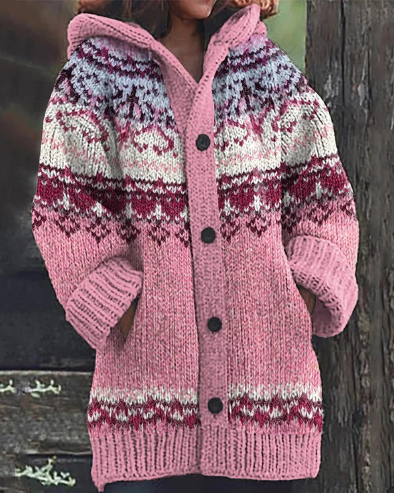 Street-Wave Cozy Eco Warm Hooded Winter Cardigan For Women, Soft Knit Comfort Everyday