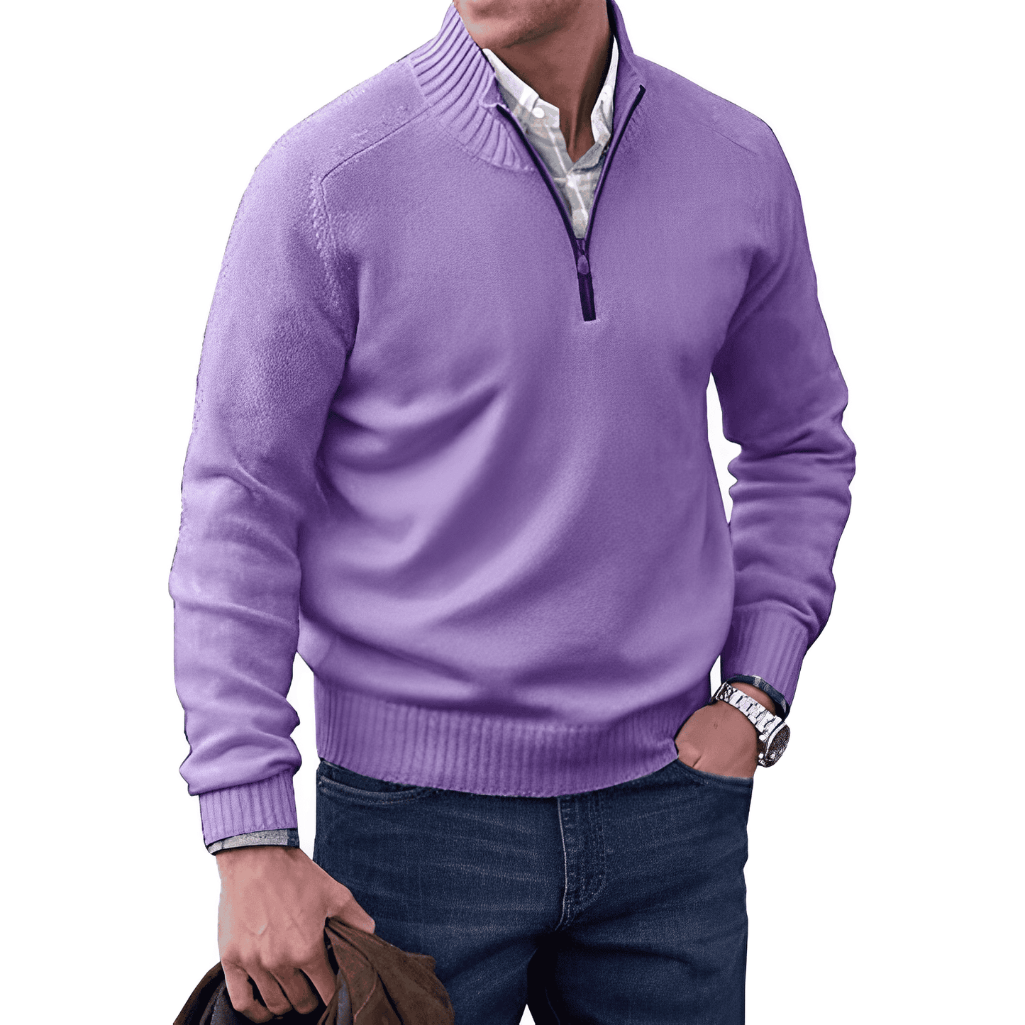 Street Wave Classic Men's Half Zip Cotton Pullover For Warm Comfort Everyday Wear