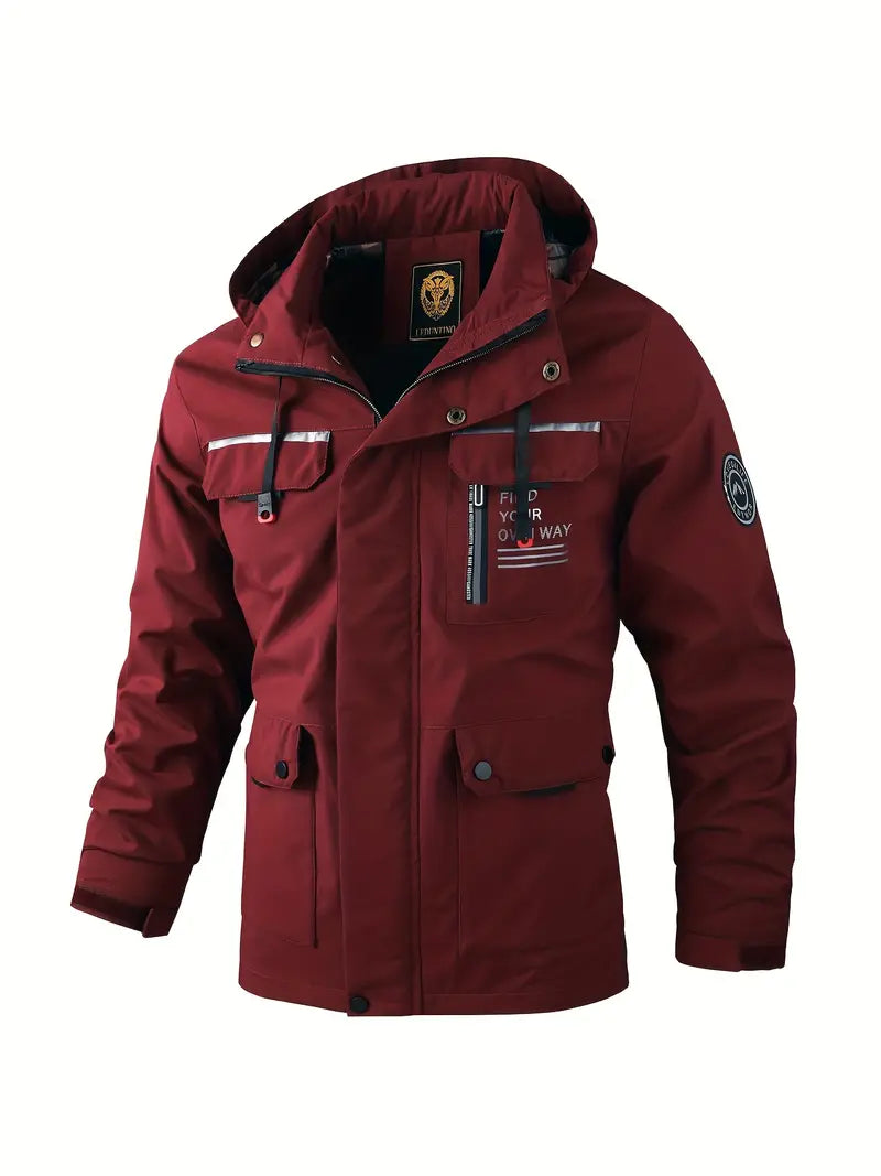 Street Wave Men Bomber Jacket Warm Thick Padding Insulated Lining For Cold Weather