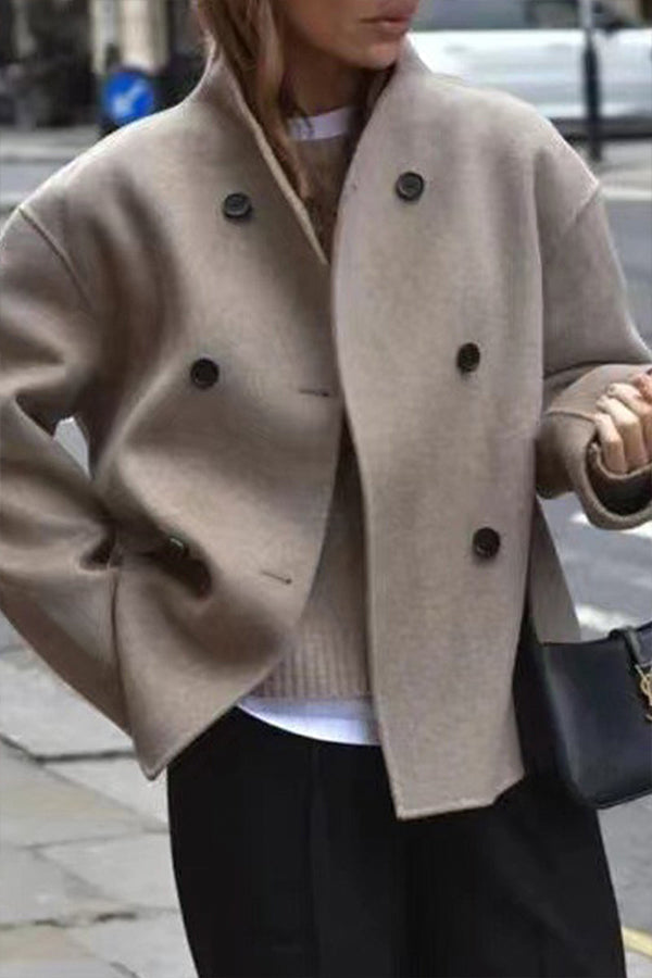 Streetwave Ladies Oversized Beige Coat With Double Breasted Front Buttons For Modern Everyday Chic And Durable Comfort