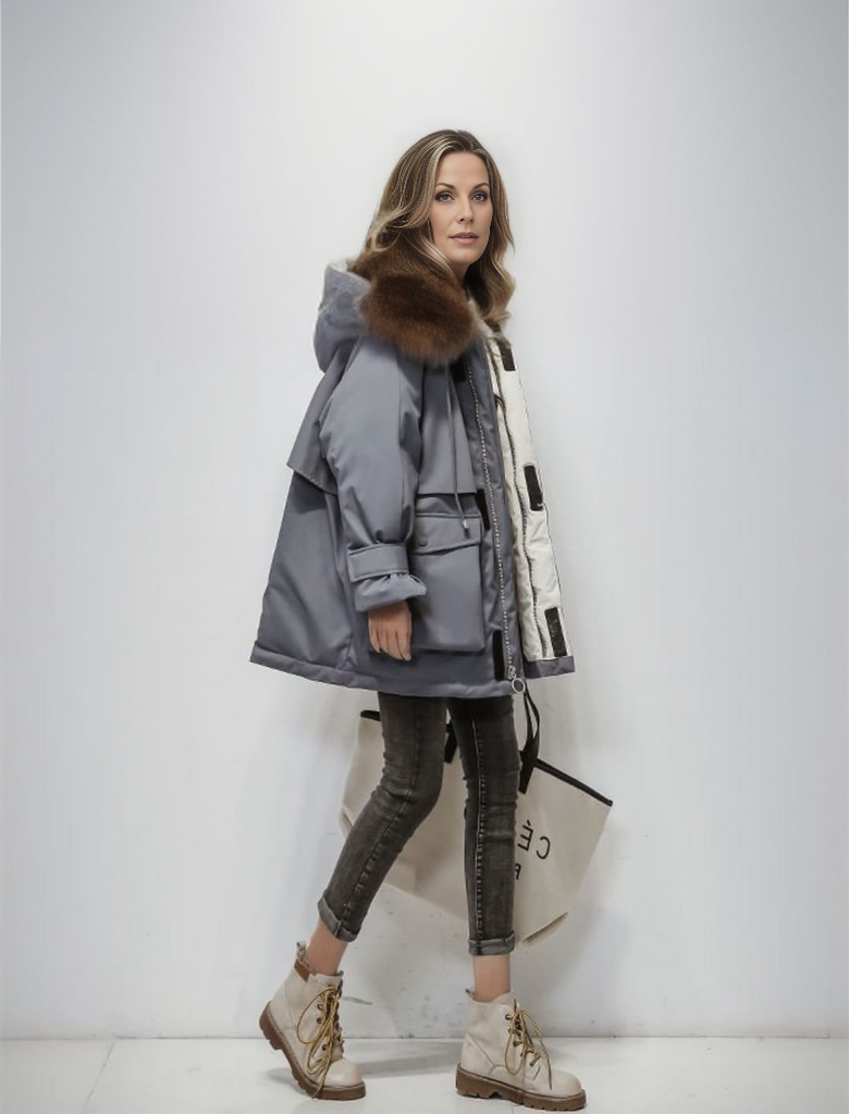 Street Wave Hooded Fur Trim Winter Coat For Women Long Puffer Parka Cold Season Essential