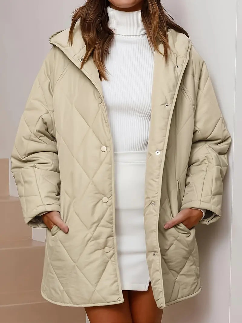 Street-wave Puffer Jacket For Women Oversized Warm Hooded Winter Coat Ideal For Cold Days