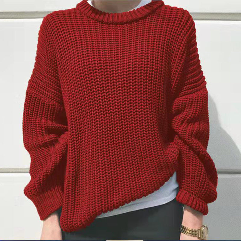 Street-Wave Oversized Knit Pullover For Women Soft Warmth And Effortless Elegance