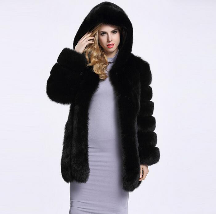 Faux Fur Hooded Coat For Women By Street Wave Luxurious Plush Warmth And Style Cozy Comfort