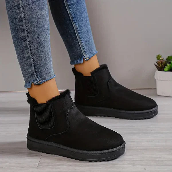 Street Wave Orthopedic Winter Boots For Women Warm Suede Ankle Boots With Faux Fur Lining