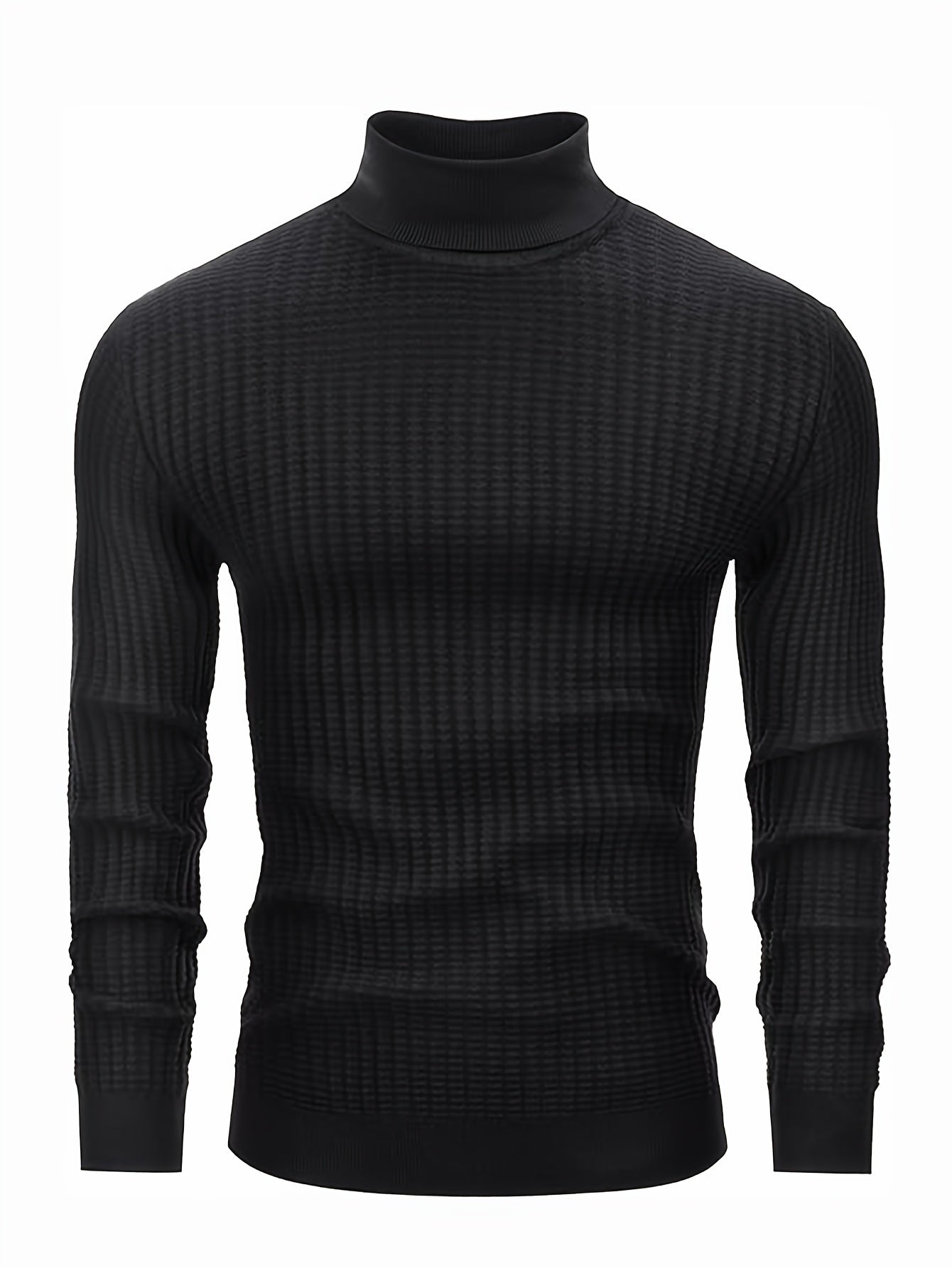 Street-Wave Waffle Knit Rollneck Pullover For Men Timeless Comfort And Versatile Style