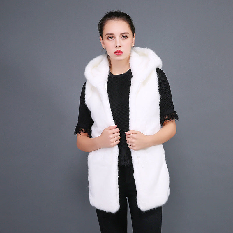 Faux Fur Vest For Women Street-Wave Luxurious Cozy Collar Warmth Versatile Outerwear