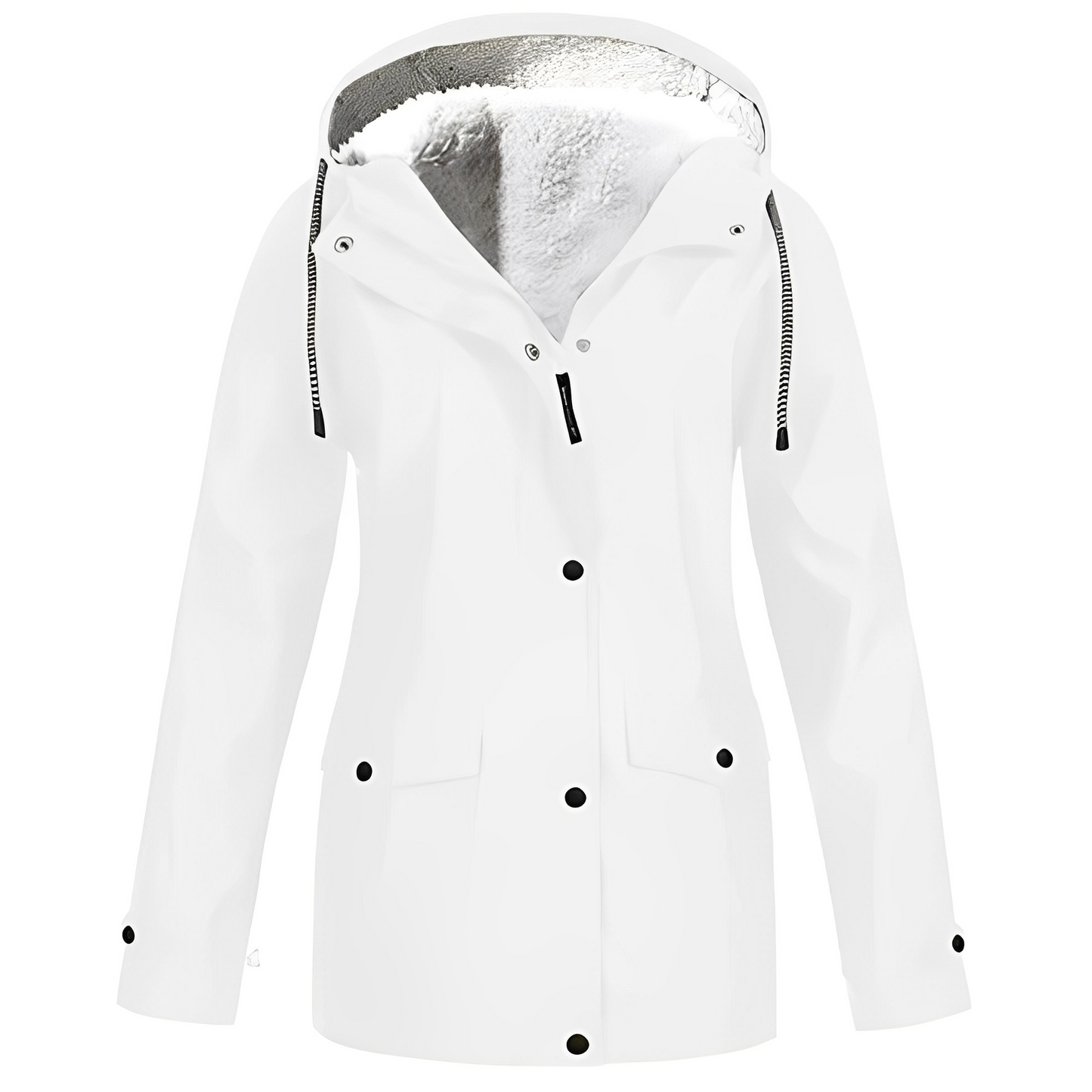 Street-wave Fleece Lined Womens Rain Jacket With Cozy Insulation Hooded All Weather Coat