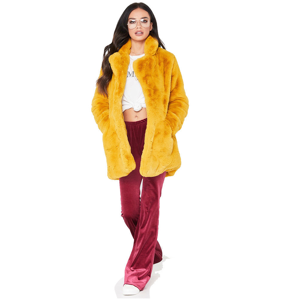 Street-wave Plush Faux Fur Hooded Long Jacket For Women Ultra Cozy Warmth And Streetwear Style