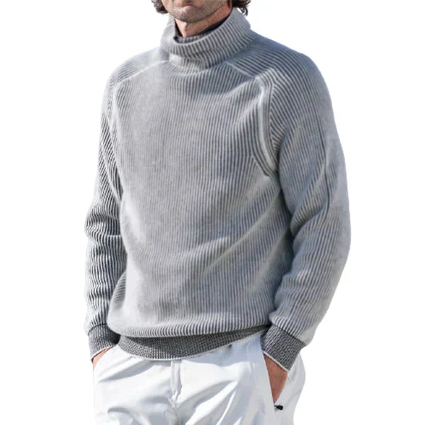 Street-Wave Men's Turtleneck Sweater With Structured Knit Multilayer Lining For All-Day Comfort