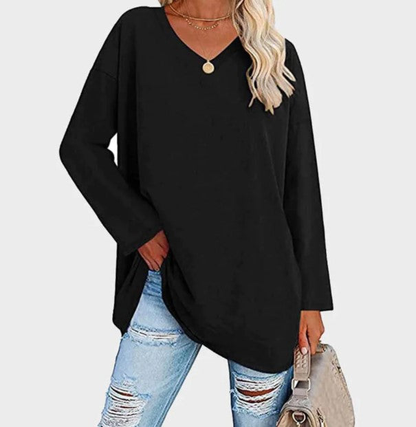 Street-wave Cozy V Neck Long Sleeve Sweater For Everyday Wear Soft Durable Knit Womens Casual Pullover