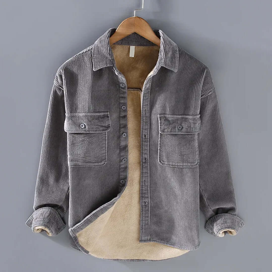 Street-Wave Cordura Shearling Jacket For Men Warm Winter Coat Durable Fabric Rugged Style