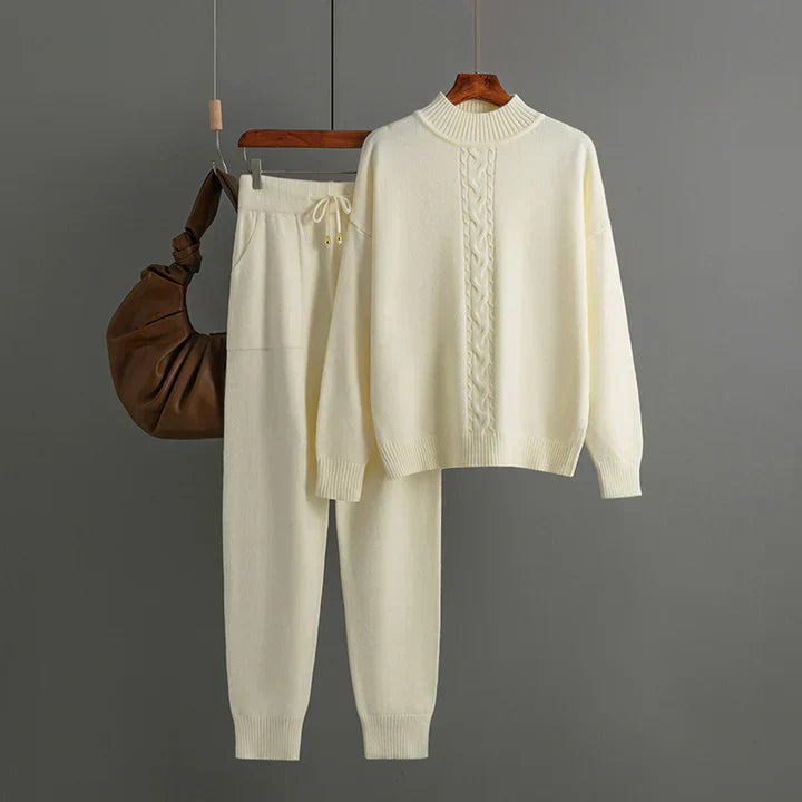 Street-Wave Winter Knit Set For Women With Half Turtle Neck Sweater And Cozy Pants