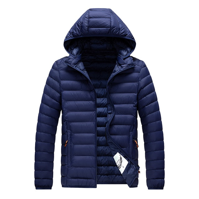 Street-Wave Mens Lightweight Puffer Jacket With Removable Hood Warm Insulated Winter Coat