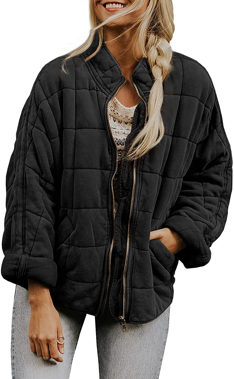 Street-Wave Womens Quilted Warm Jacket With Insulated Lining And Cozy Pockets For Winter