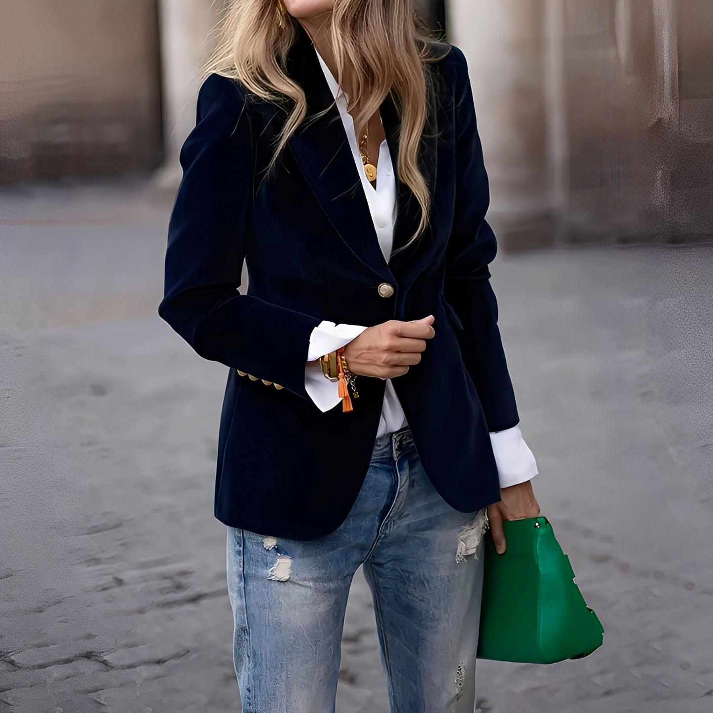 Street-wave Velvet Blazer for Women, Elegant Slim-Fit Tailored Blazer for Work and Evening