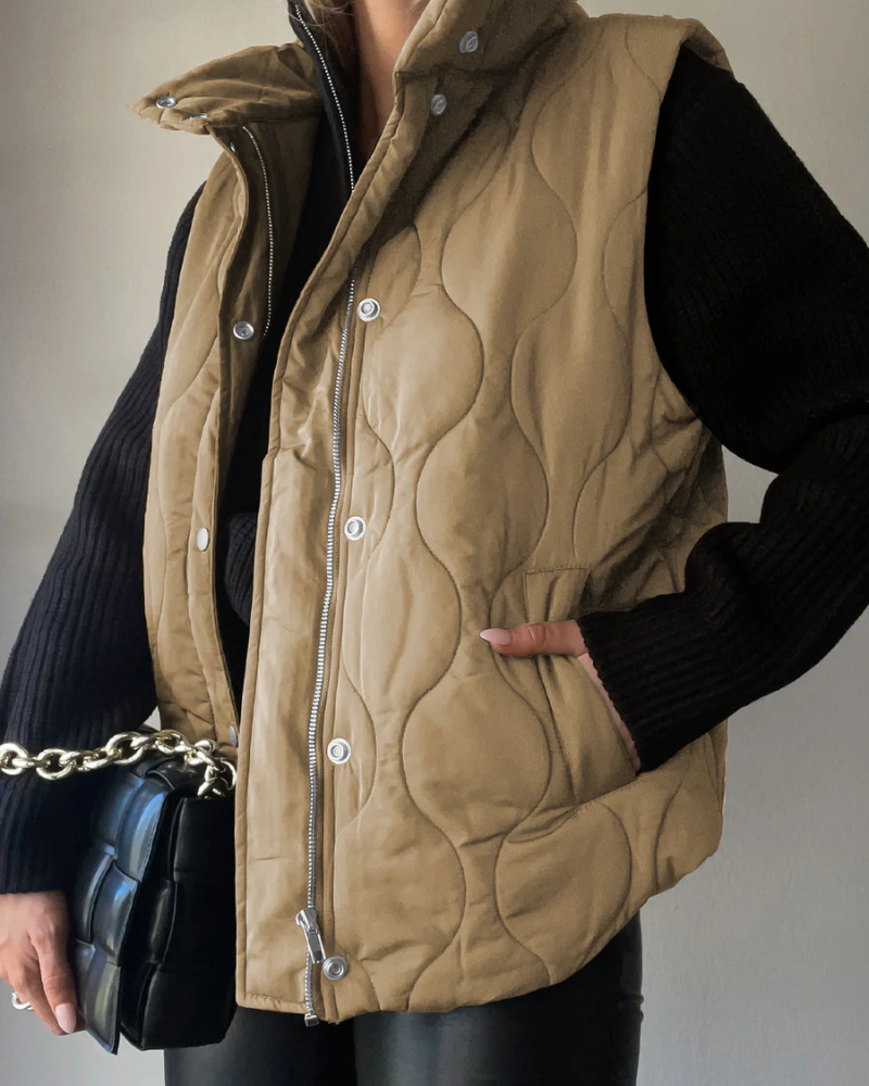 Street-Wave Plus Size Puffer Vest Oversized Quilted Outerwear For Women Cozy Warm