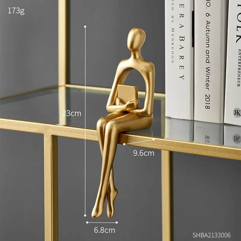 Abstract Gold-Tone Metal Statue Figurine