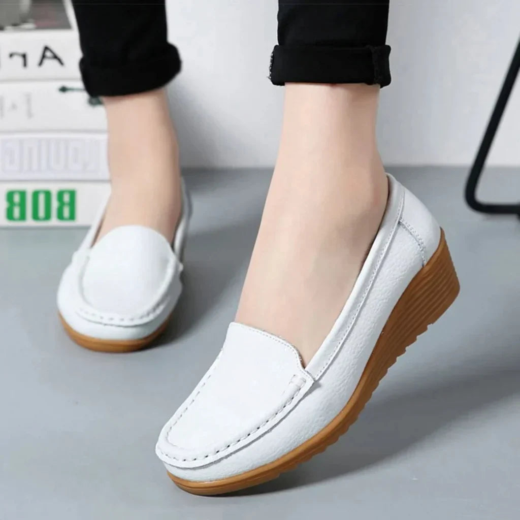 Orthopedic Comfort Shoes For Women Street-wave Premium Leather All Day Support Cushioned Heel