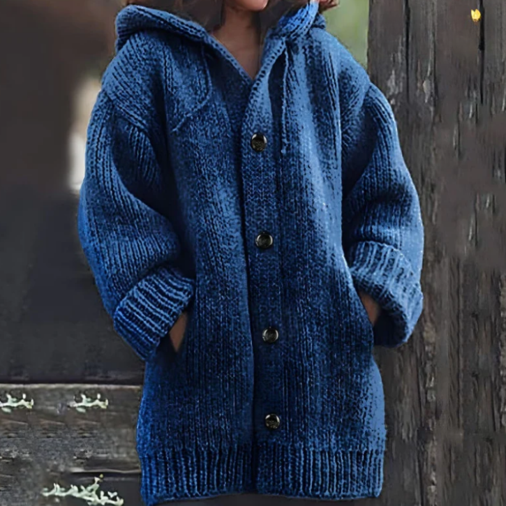 Streetwave Hooded Knit Jacket For Women Soft Cozy Warm Cardigan Style With Button Front