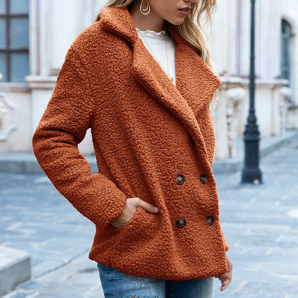 Street Wave Teddy Coat For Women Long Warm Jacket With Button Detailing And Timeless Elegance