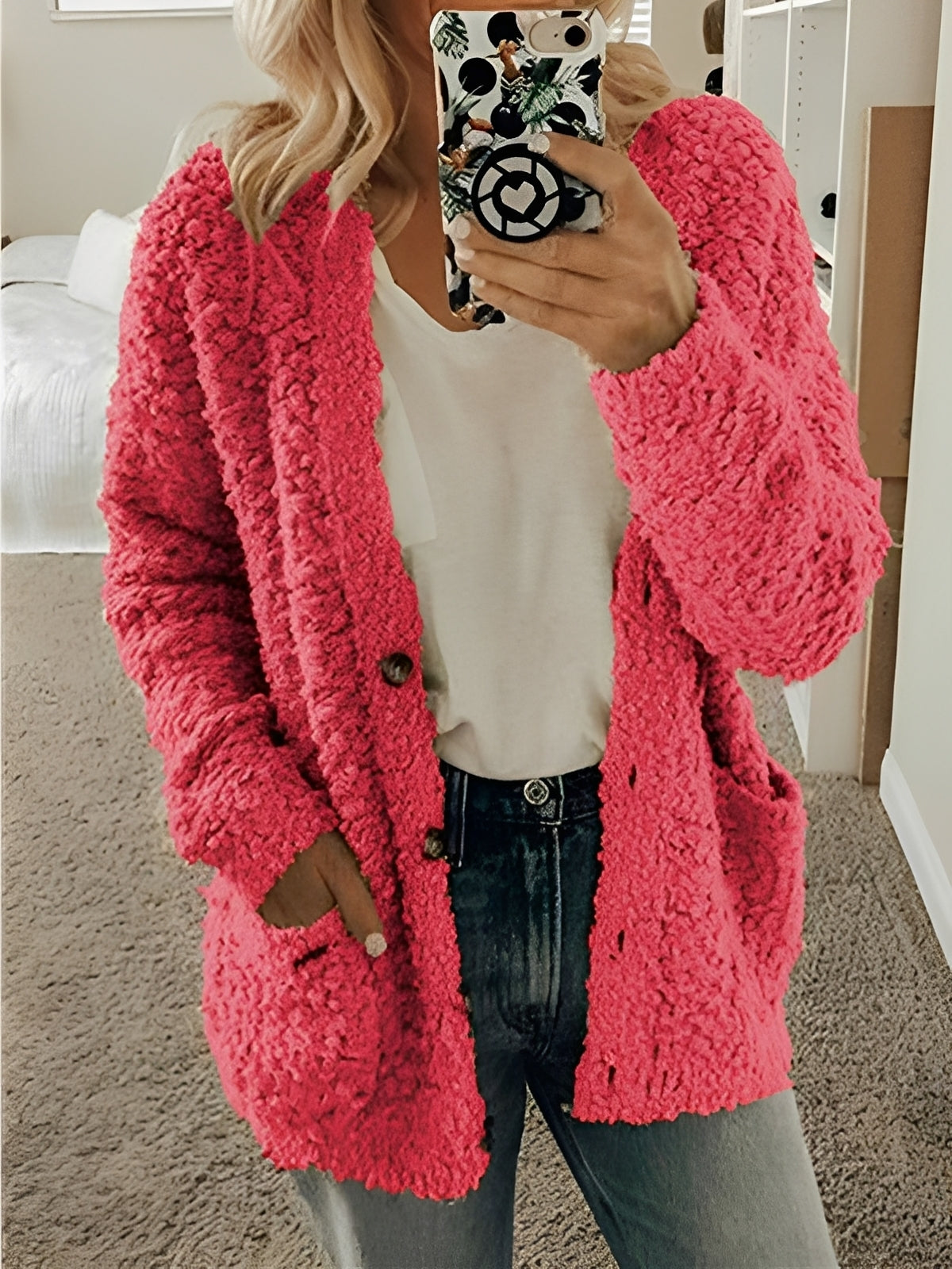 Street-Wave Cozy Cardigan For Women - Plush Boucle Knit All-Day Warmth, Comfort, Everyday Style