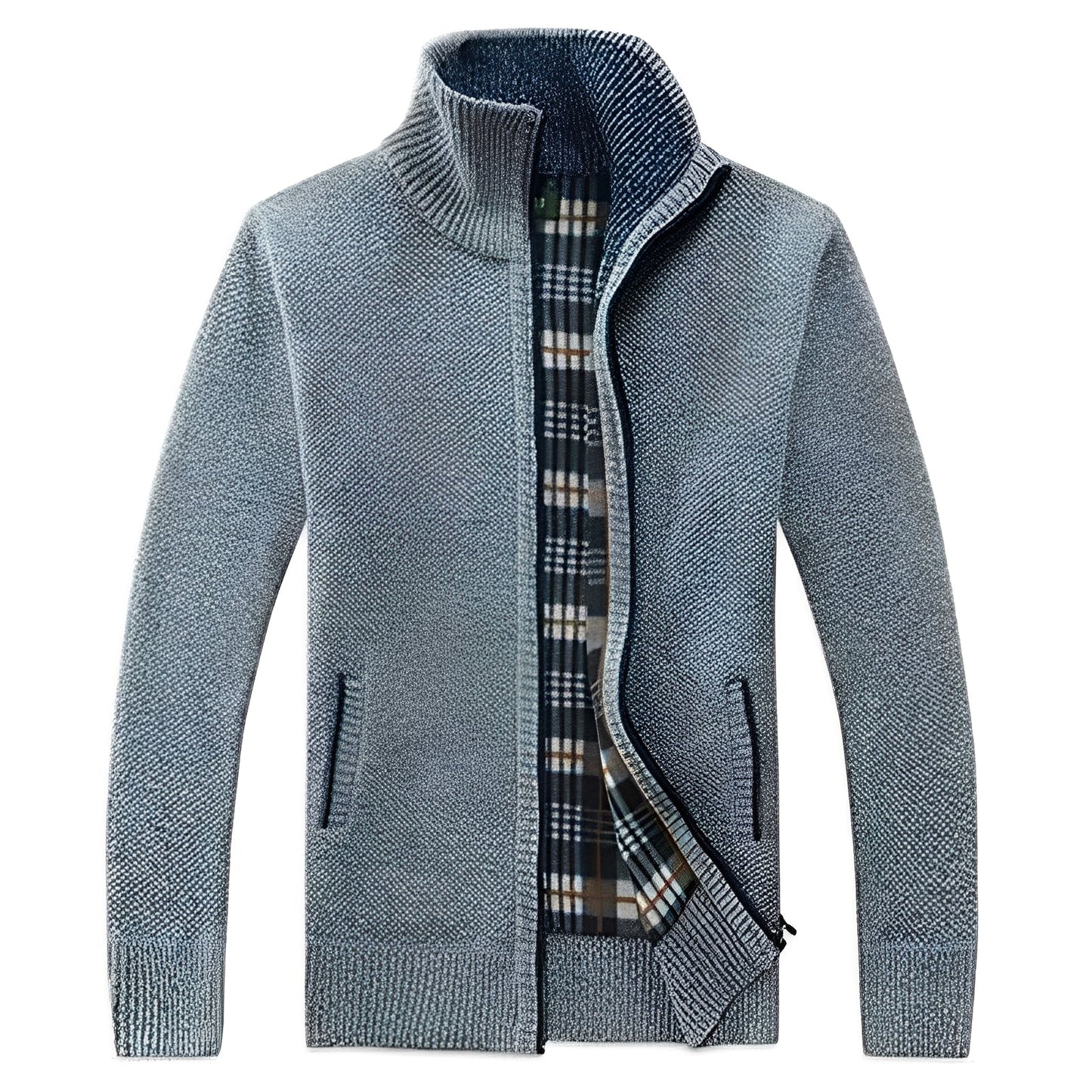 Street-Wave Cardigan For Men With Soft Fleece Lining Cozy Warm Knit Jacket For Cold Days And Layering