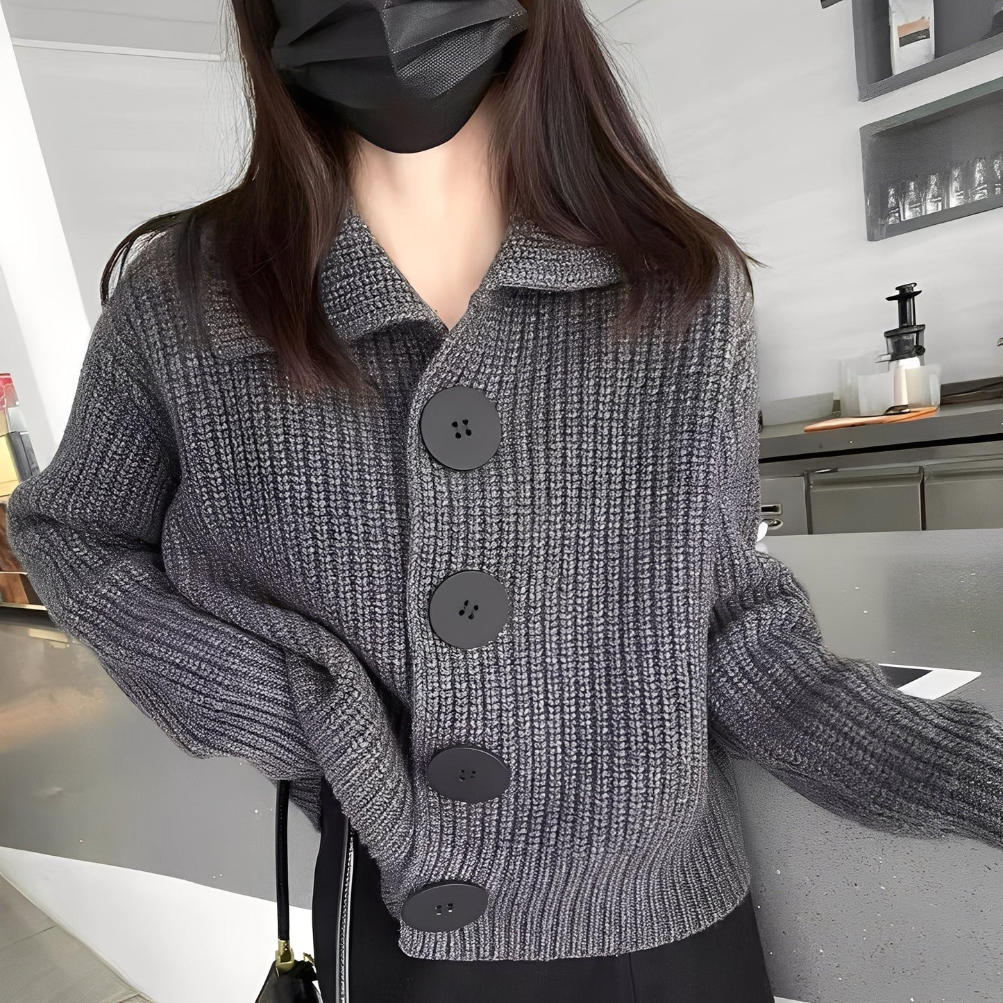 Street-Wave Cardigan With Large Buttons Cozy Knit For Women Winter Wardrobe Effortless Chic Warmth