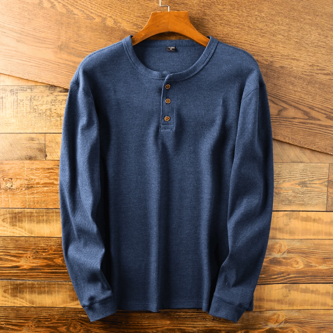 Nordic Flair Mens Henley T Shirt 100% Cotton Long Sleeve Soft Breathable Everyday Shirt