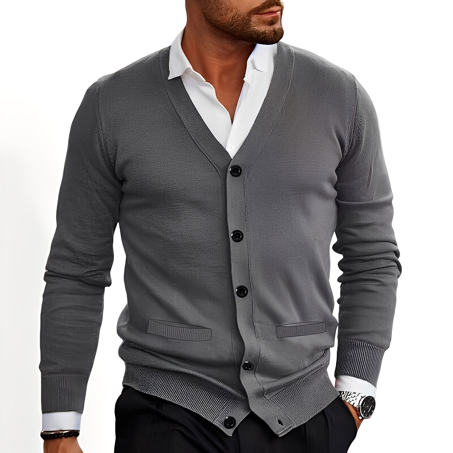Street-wave Men Cardigan With Button Front Premium Knitwear For Office And Casual Wear