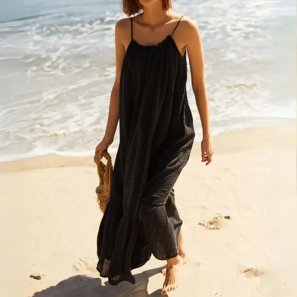 Georgina Ruched Muslin Maxi Dress