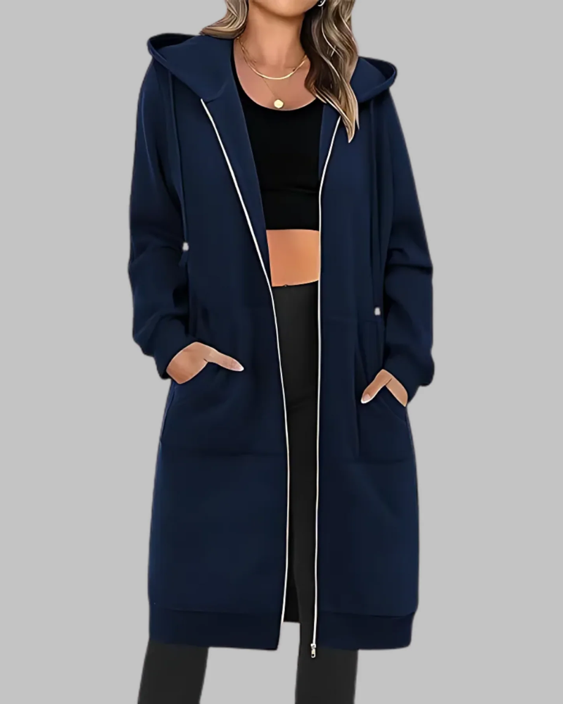 Streetwave Oversized Zip Up Long Jacket For Women Comfort And Layering Essentials