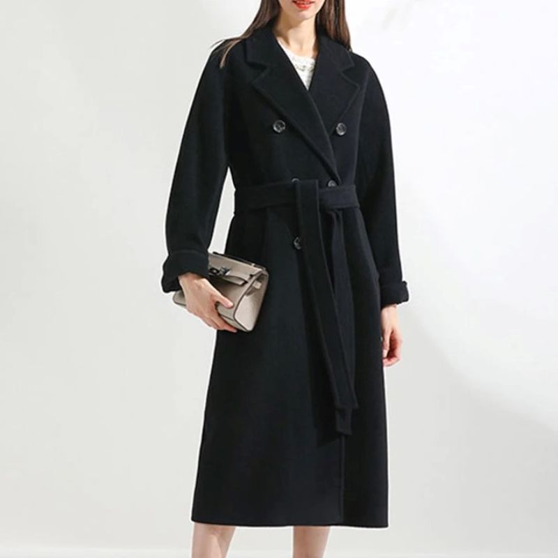 Street-wave Red Long Coat For Women Belted Silhouette Warm Wool Blend Must Have Today