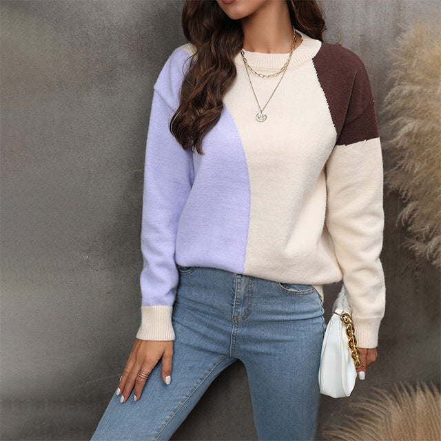 Street-wave Color Block Cardigan Knitwear For Women Soft Acrylic Comfortable Everyday Essential