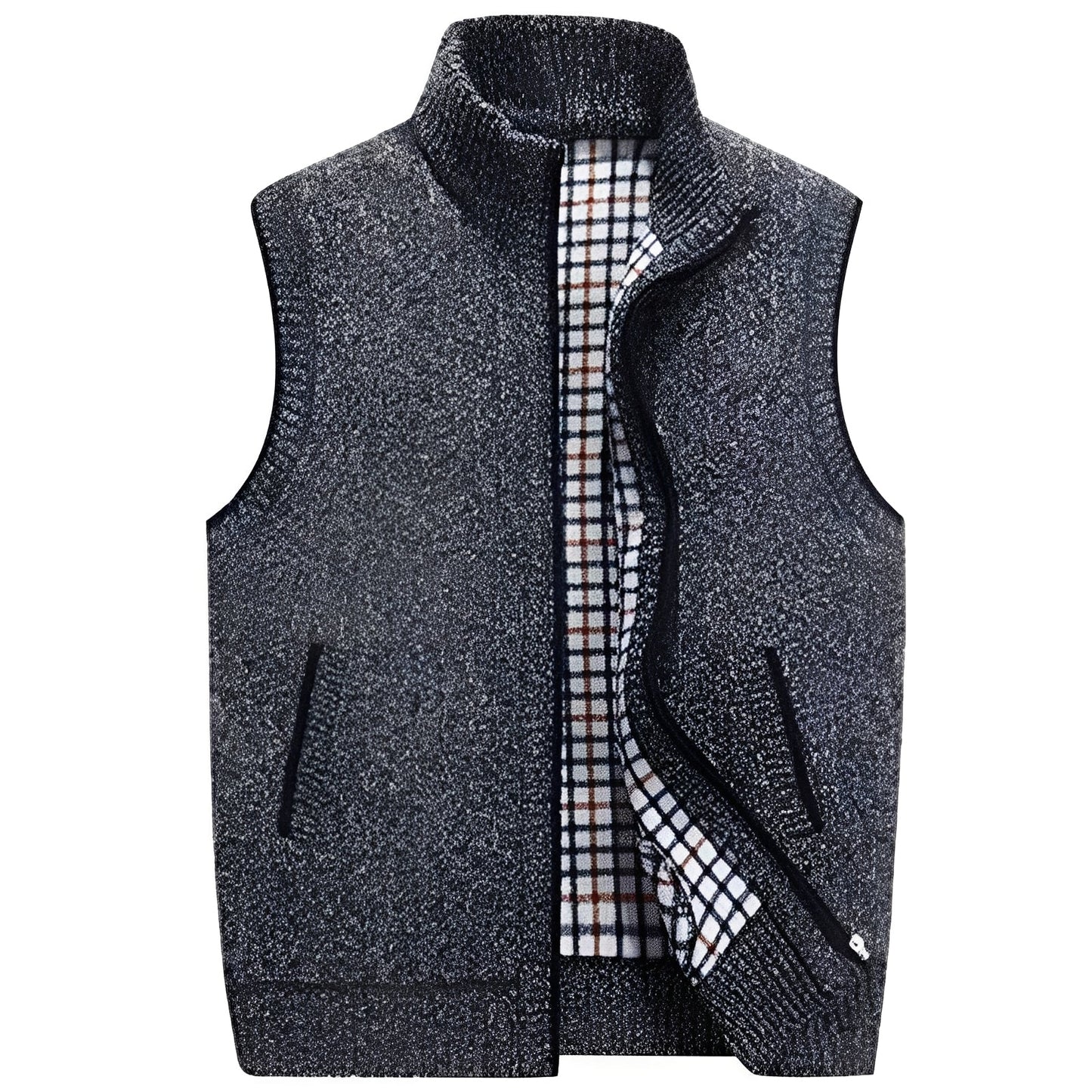 Street-Wave Fleece Lined Jacket For Men Cozy Warmth With Modern Knit Block Design