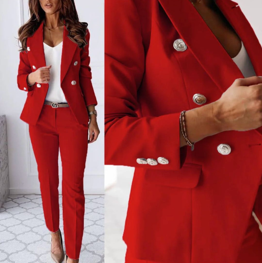 Street-Wave Lily Polished Double-Breasted Suit Set For Pros