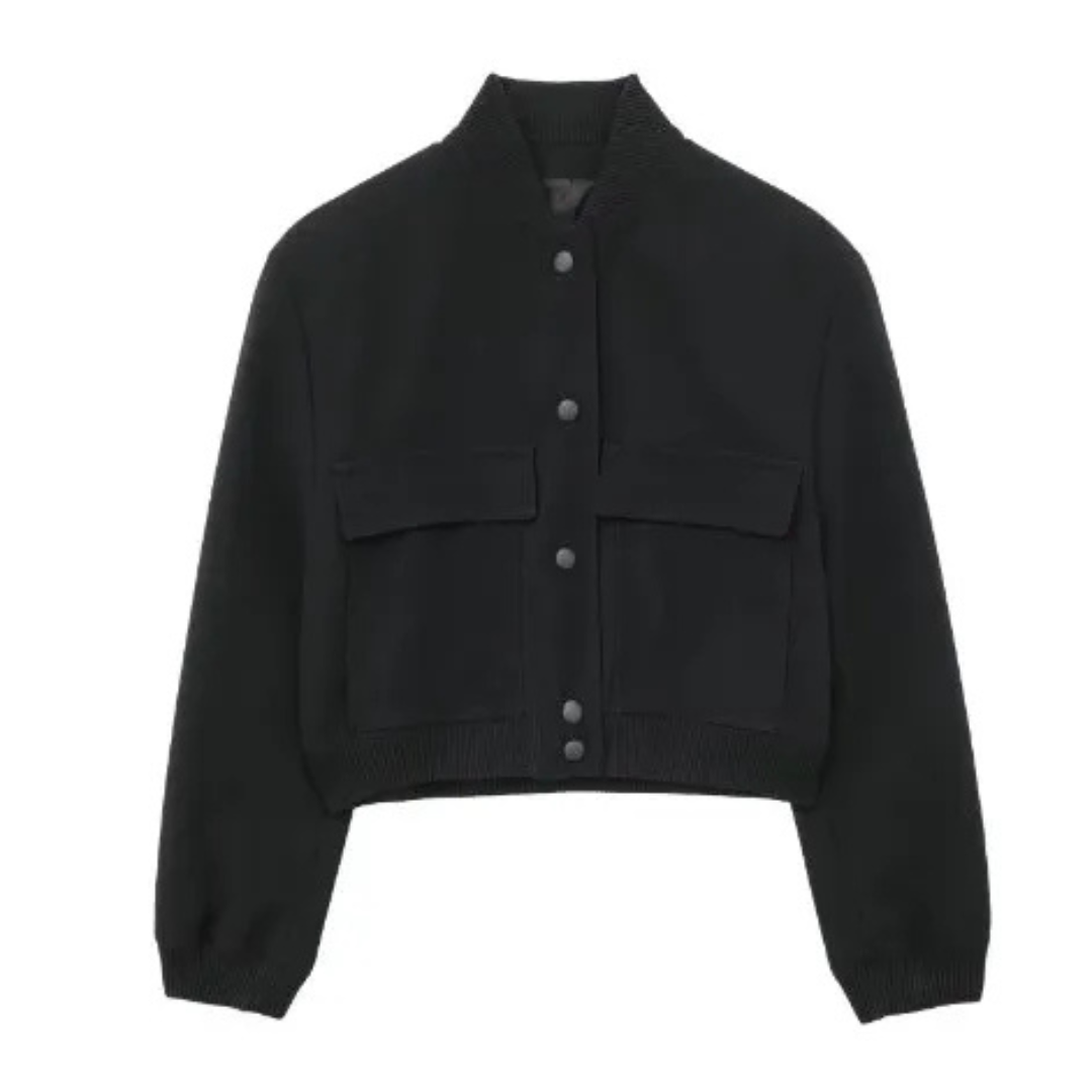 Street-Wave Womens Short Jacket With Crew Neck Premium Materials All Season Outerwear