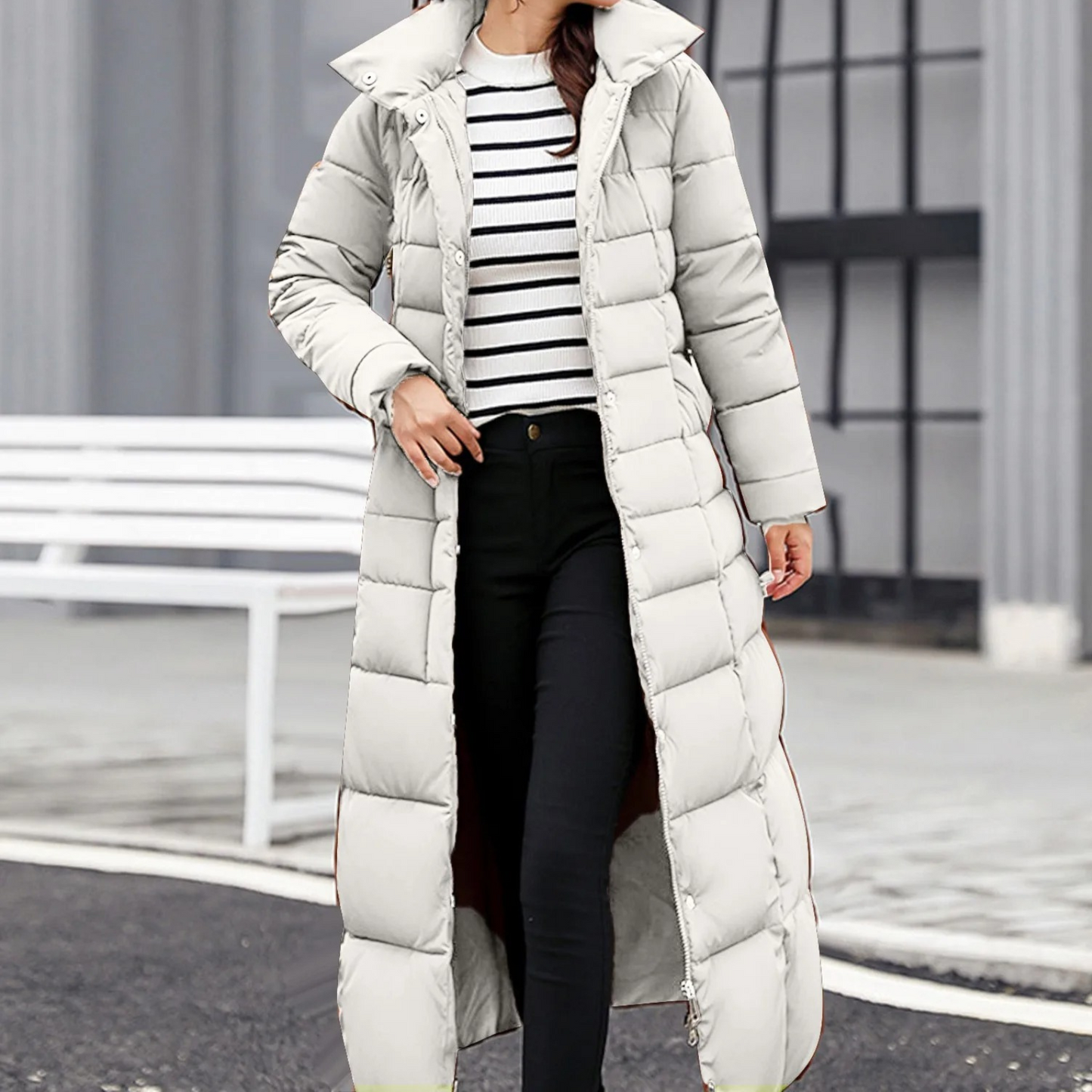 Street-wave Women's Puffer Coat Belted Warm Winter Jacket with Cozy Quilted Design