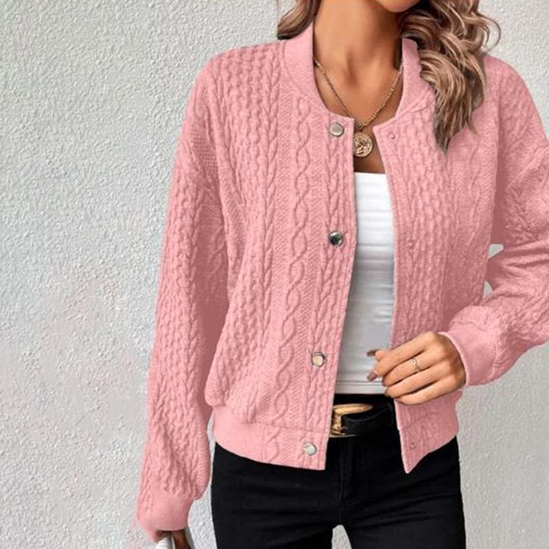 Street-wave Knit Cardigan For Women Cozy Cable Knit Essential For Casual Everyday Looks
