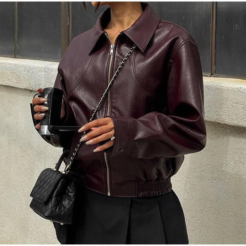 Street-Wave Oversized Bomber Jacket for Women With Chic Leather-Look Finish And Soft Lining