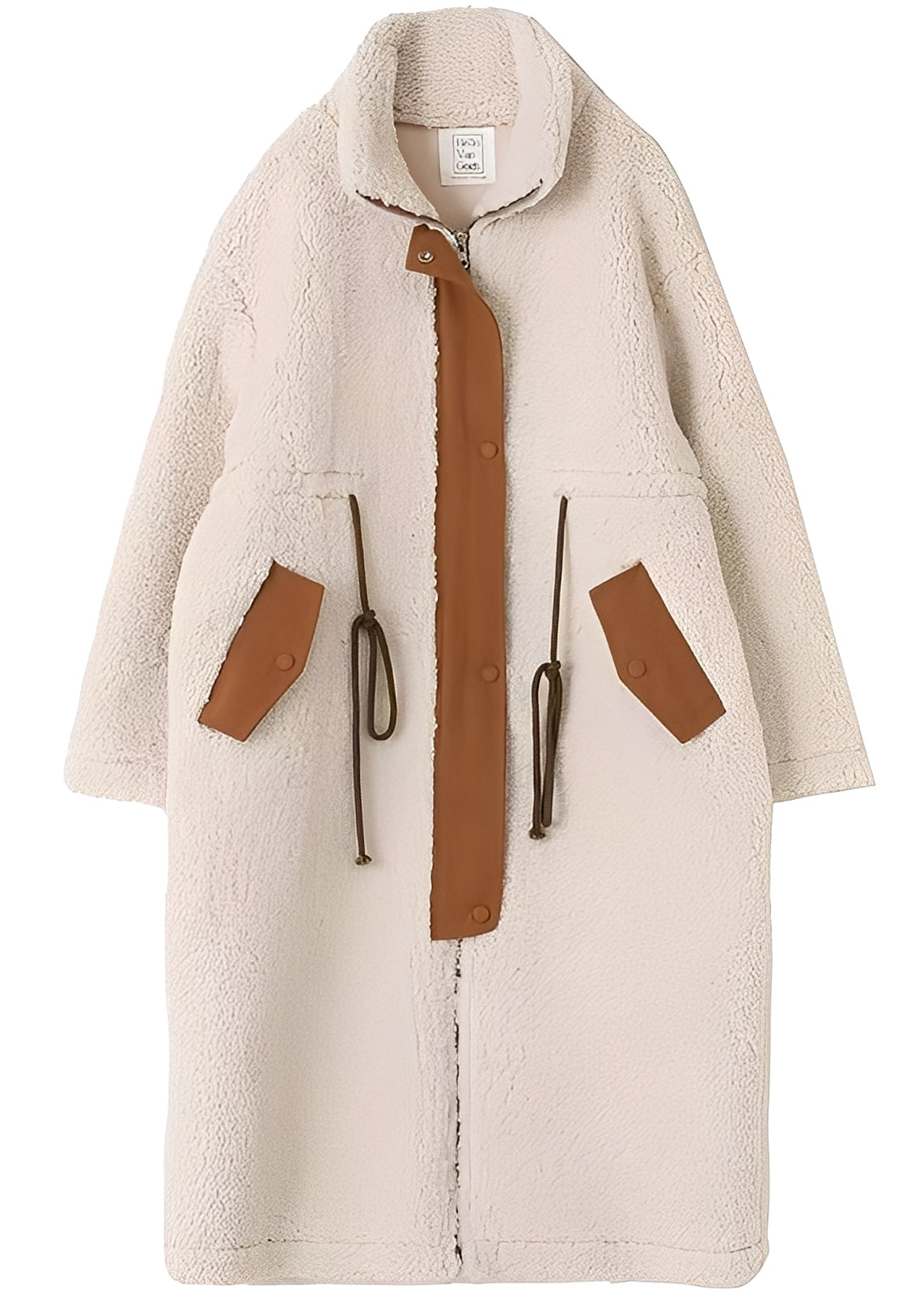 Street Wave Oversized Wool Coat For Women With High Collar And Cozy Soft Warmth In Nude Tone