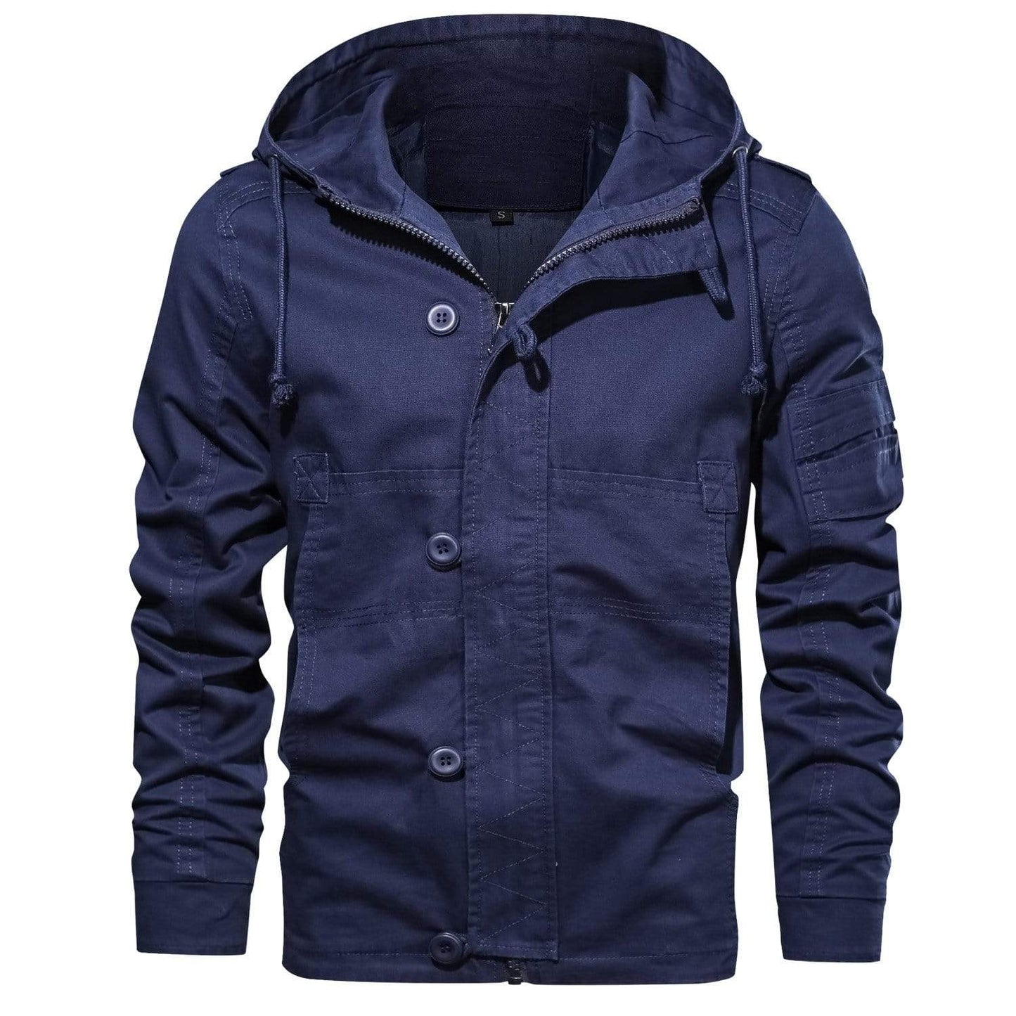Street Wave Olive Utility Jacket For Men With Adjustable Hood And Pockets
